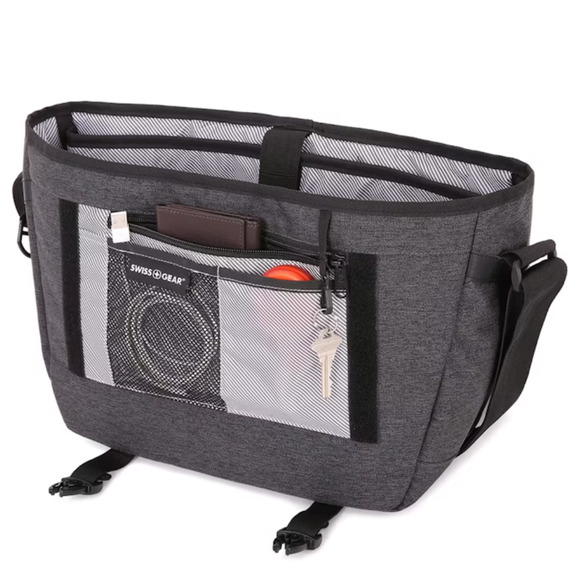 Swiss Gear Laptop Bag Messenger Mens 16 inch Gray Black Getaway Work Carry On - Picture 6 of 11